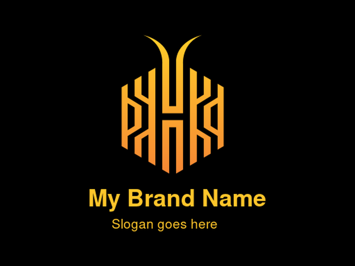 Vibrant Orange Hexagonal Bee with Antler-Inspired Wings Logo Design for Eco-Friendly Honey Production and Innovative Beekeeping Supplies